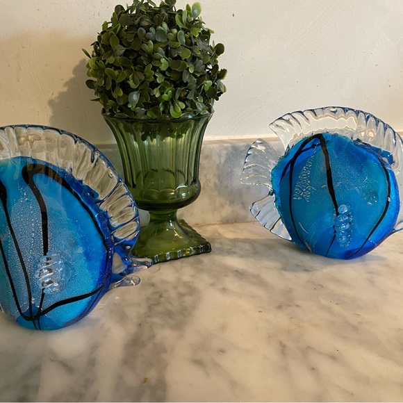 Set of 2 Blue Glass Fish Decor - Picture 5 of 9